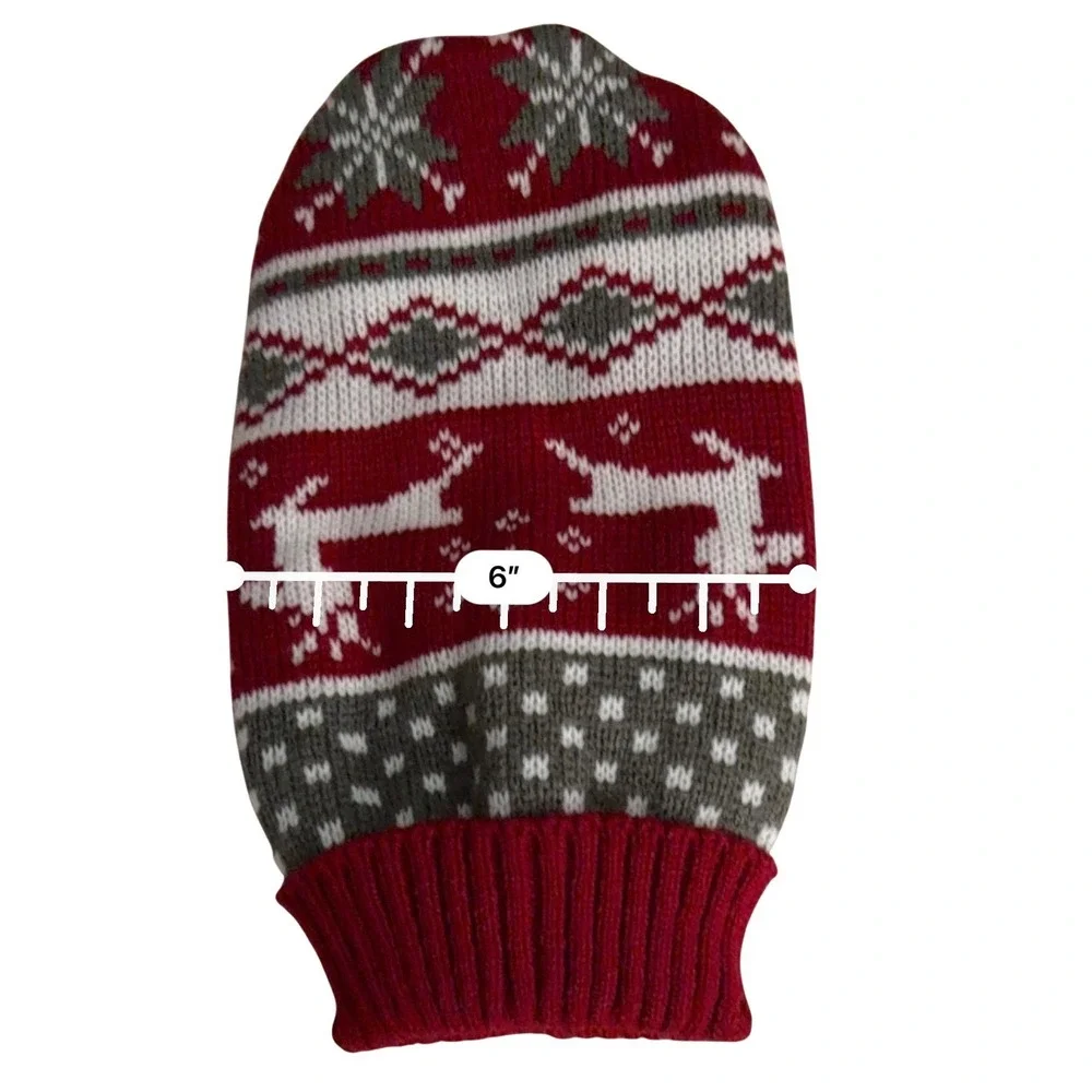 Christmas Dog Sweater Reindeer Snowflake Nordic Fair Isle Knit Pet Clothing Sz M